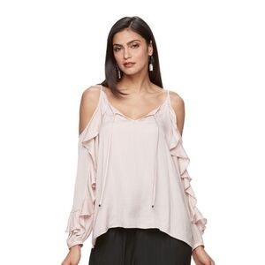 Jennifer Lopez Cold Shoulder Ruffle Top